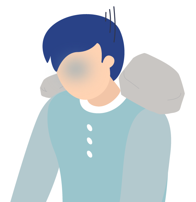 肩に石が乗って落ち込む人のイラスト