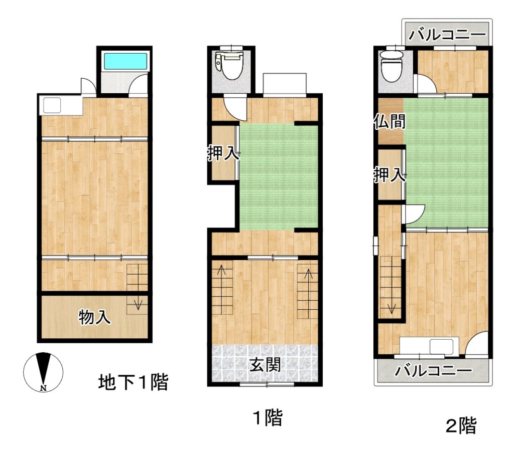 なぬ 地下室があるレトロ戸建 鴫野 賃料6万円 3dk 和室